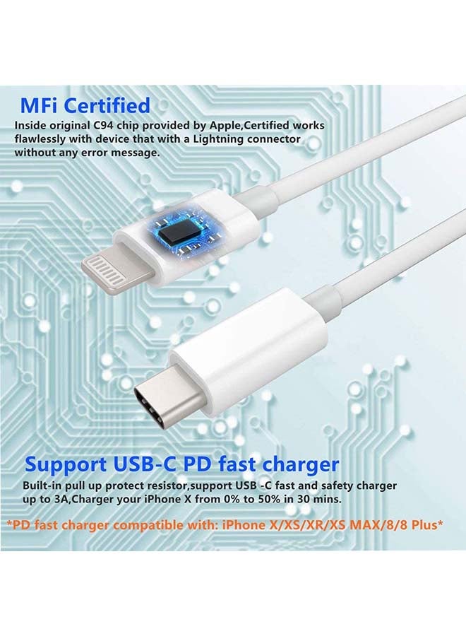 Rock Pow - 20W Type C PD 3.0 Power Adapter Plug UK With Lead White - Image 1
