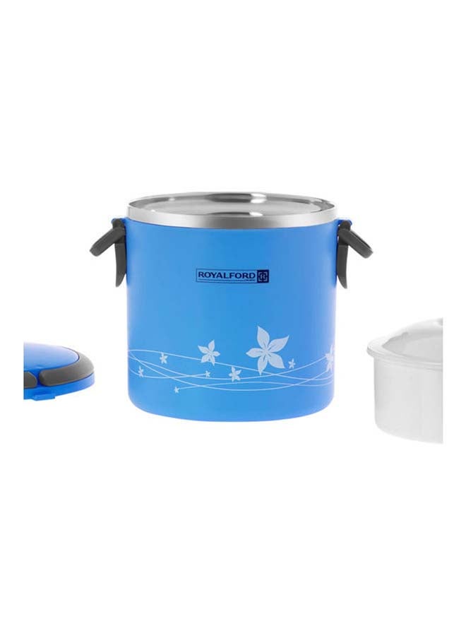 Royalford Stainless Steel Lunch Box 1.8L  Multicolor Stainless Steel Inner 2 In 1 Lunch Box Blue  - Image 2