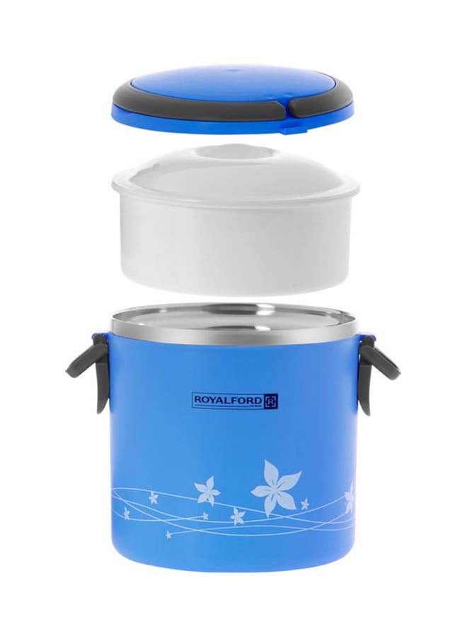Royalford Stainless Steel Lunch Box 1.8L  Multicolor Stainless Steel Inner 2 In 1 Lunch Box Blue  - Image 3