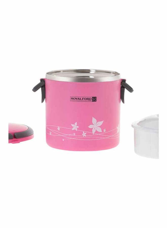 Royalford 2 In 1 Stainless Steel Lunch Box Pink 1.8Liters  - Image 2