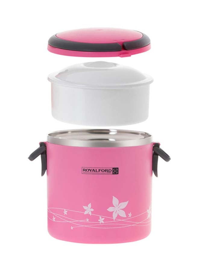 Royalford 2 In 1 Stainless Steel Lunch Box Pink 1.8Liters  - Image 5