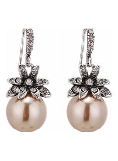 S925 Silver Retro Fashion Luxury Sun Flower Matte Diamond Pearl Earrings - v1613972832/N44666357A_1