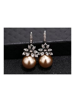 S925 Silver Retro Fashion Luxury Sun Flower Matte Diamond Pearl Earrings - v1613972832/N44666357A_2