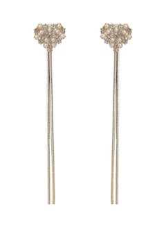 S925 Silver Needle Rhinestone Love Design Diamond Star Tassel Earrings