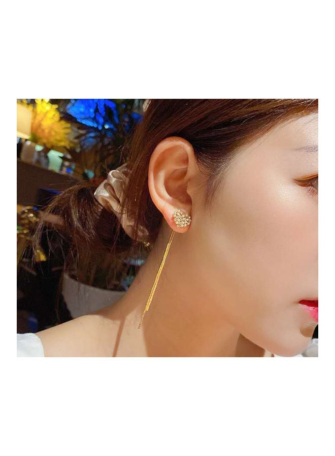 J&J - S925 Silver Needle Rhinestone Love Design Diamond Star Tassel Earrings - Image 1