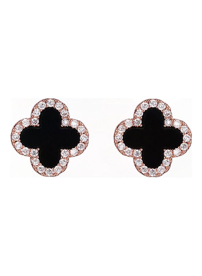 J&J - S925 Silver Needle Lucky Clover Classic Diamond Star Love Square Earrings - Image 1