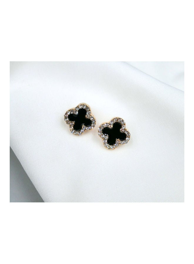 J&J - S925 Silver Needle Lucky Clover Classic Diamond Star Love Square Earrings - Image 1
