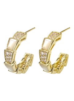 S925 Silver Needle Ring Diamond Shell C-Shaped Earrings