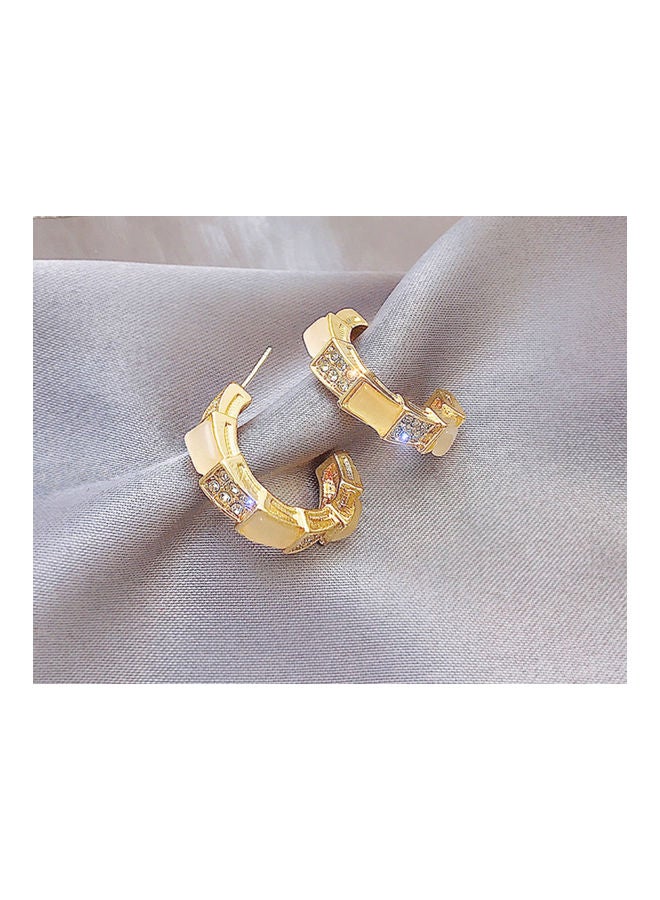 J&J - S925 Silver Needle Ring Diamond Shell C-Shaped Earrings - Image 1