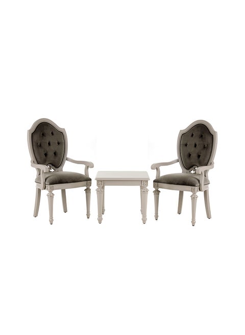Zakiya Table With 2 Chairs Tea Set White 66 x 52 x 78cm
