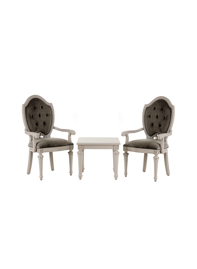 Zakiya Table With 2 Chairs Tea Set White 66 x 52 x 78cm