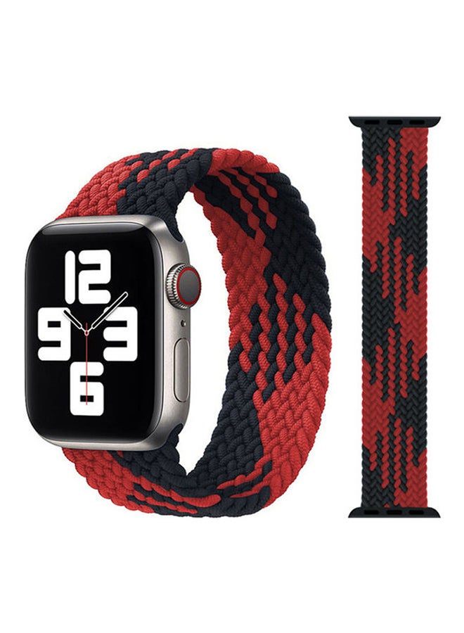 Foxcon - Replacement  Braided Solo Loop Apple Watch Band for 45/44/42 mm Small Black/Red - Image 1