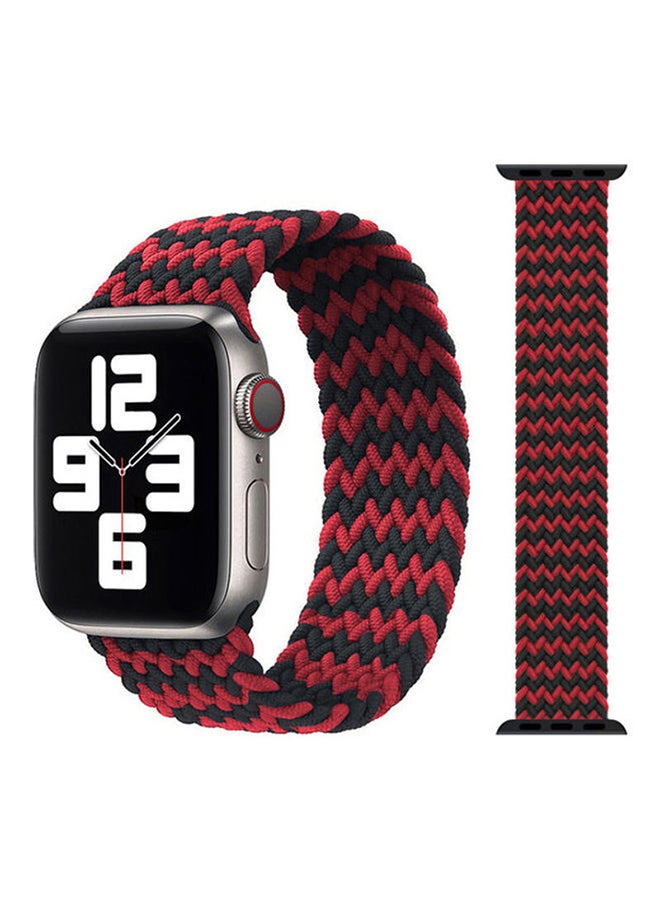 Foxcon - Replacement  Braided Solo Loop Apple Watch Band for 45/44/42 mm Medium Black/Red - Image 1