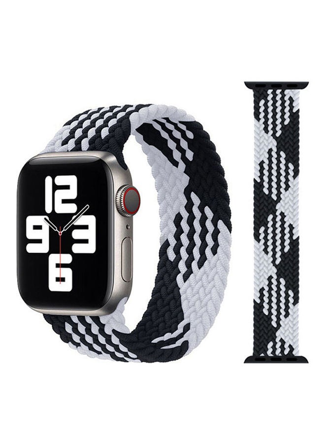 Foxcon - Replacement  Braided Solo Loop Apple Watch Band for 45/44/42 mm Medium Black/White - Image 1