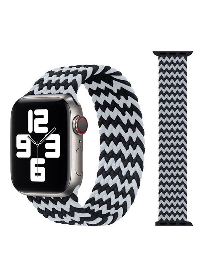 Foxcon - Replacement  Braided Solo Loop Apple Watch Band for 41/40/38mm Black/White - Image 1