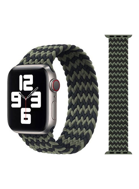 Replacement  Braided Solo Loop Apple Watch Band for 41/40/38 mm Small Black/Green