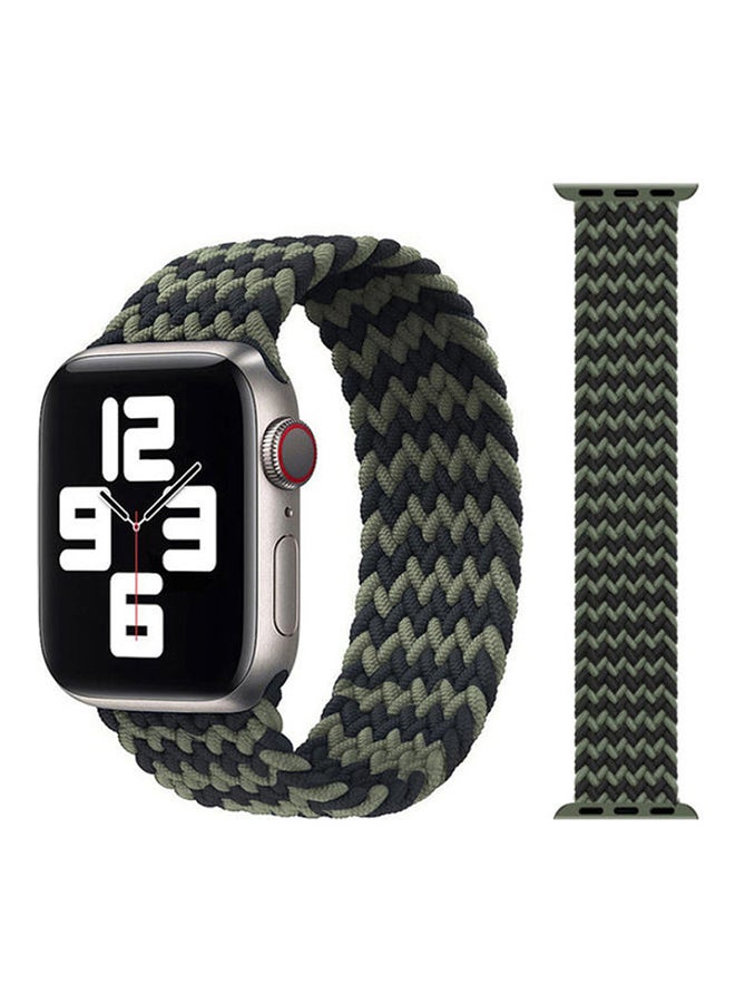 Foxcon - Replacement  Braided Solo Loop Apple Watch Band for 41/40/38 mm Small Black/Green - Image 1