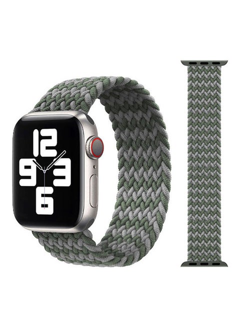 Replacement  Braided Solo Loop Apple Watch Band for 41/40/38 mm Medium Green/Grey