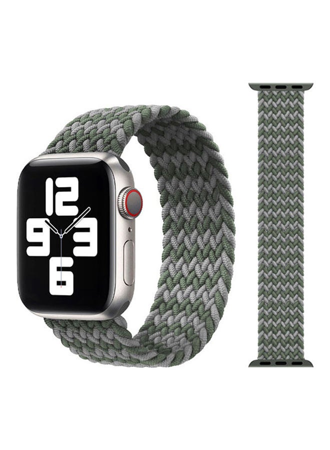 Foxcon - Replacement  Braided Solo Loop Apple Watch Band for 41/40/38 mm Medium Green/Grey - Image 1
