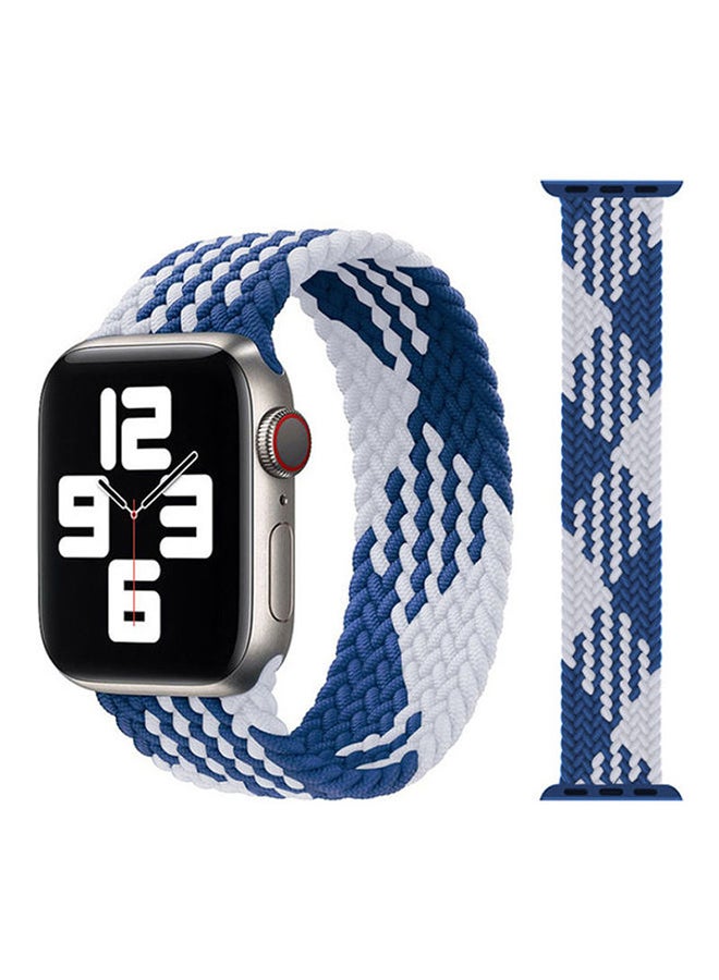 Foxcon - Replacement  Braided Solo Loop Apple Watch Band for 41/40/38 mm Medium Blue/White - Image 1