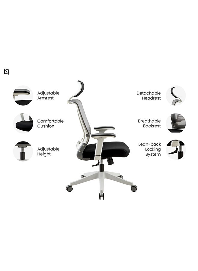 NAVODESK - KIKO Ergonomic Folding Office Chair Black/White 51cm - Image 1