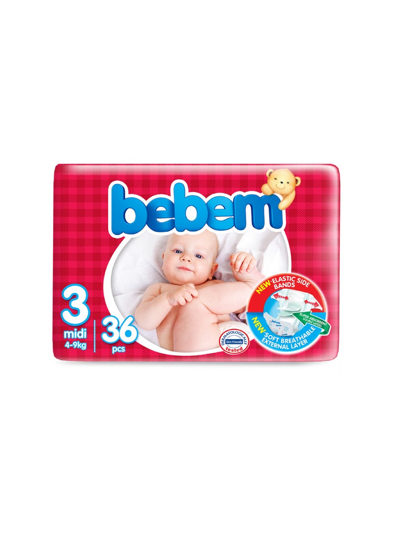 Bebem - Diapers Pant, Size 3, Midi, 4-9 kg, 36 Count - Image 1