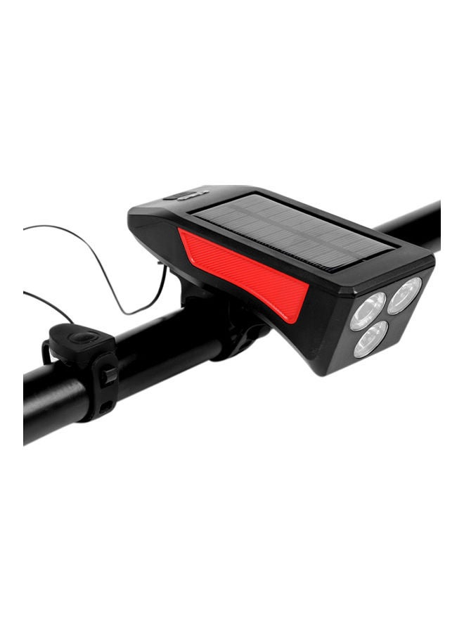 مصباح أمامي LED للدراجات يعمل بالطاقة الشمسية ومزود بمنفذ USB مع بوق 16*11.5سم - Image 1