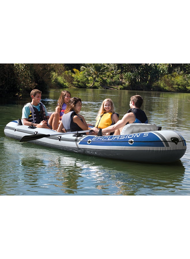 INTEX - INTEX Excursion Inflatable Boat Series: Includes Deluxe 54in Boat Oars and High-Output Pump – SuperTough PVC – Adjustable Seats with Backrest – Fishing Rod Holders – Welded Oar Locks - Image 1