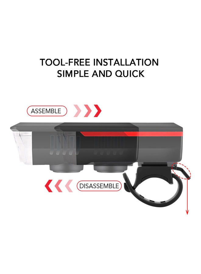 Waterproof Solar-USB Charging Bike Light Horn 11x4x3.5cm