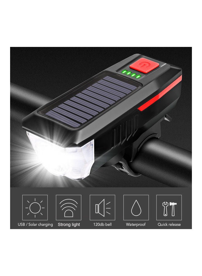 Waterproof Solar-USB Charging Bike Light Horn 11x4x3.5cm