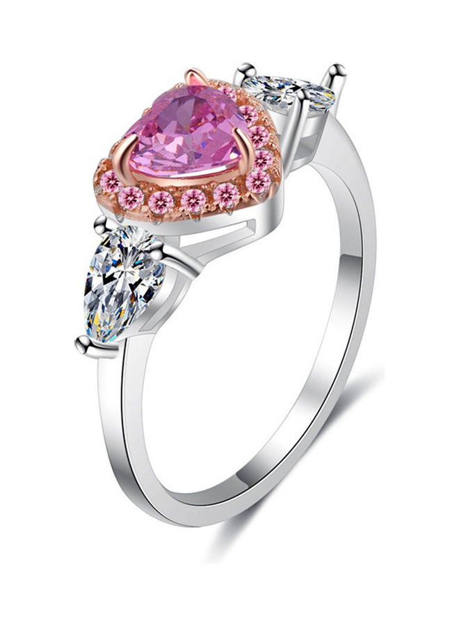 WLFF Peach Heart Crystal Zircon Diamond Ring - Image 1