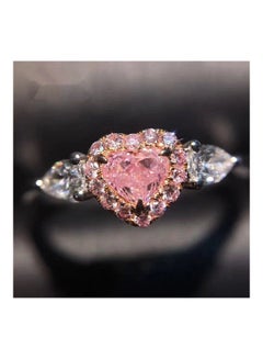 WLFF Peach Heart Crystal Zircon Diamond Ring  - Image 2