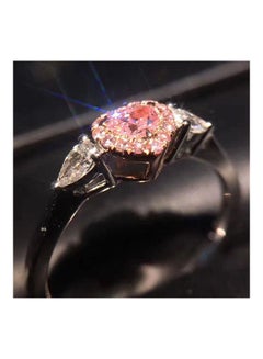 WLFF Peach Heart Crystal Zircon Diamond Ring  - Image 3