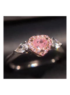 WLFF Peach Heart Crystal Zircon Diamond Ring  - Image 4
