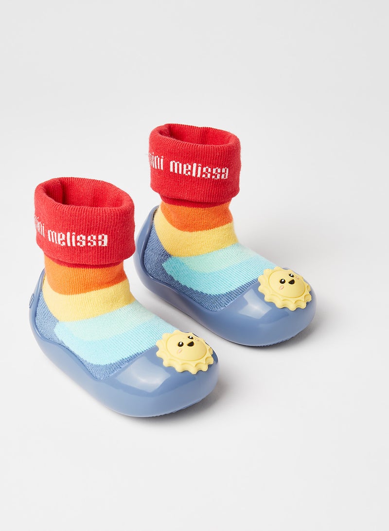 Mini Melissa - Baby Striped Sock Booties Blue/Yellow/Multicor - Image 1