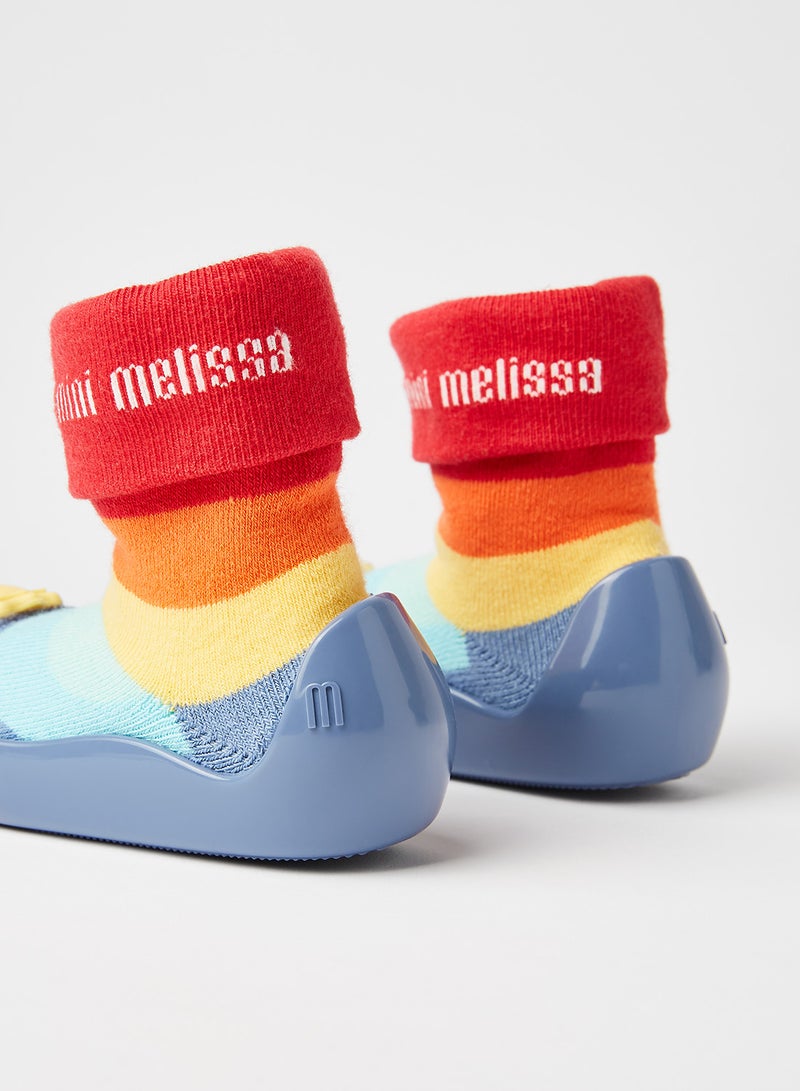 Mini Melissa - Baby Striped Sock Booties Blue/Yellow/Multicor - Image 1