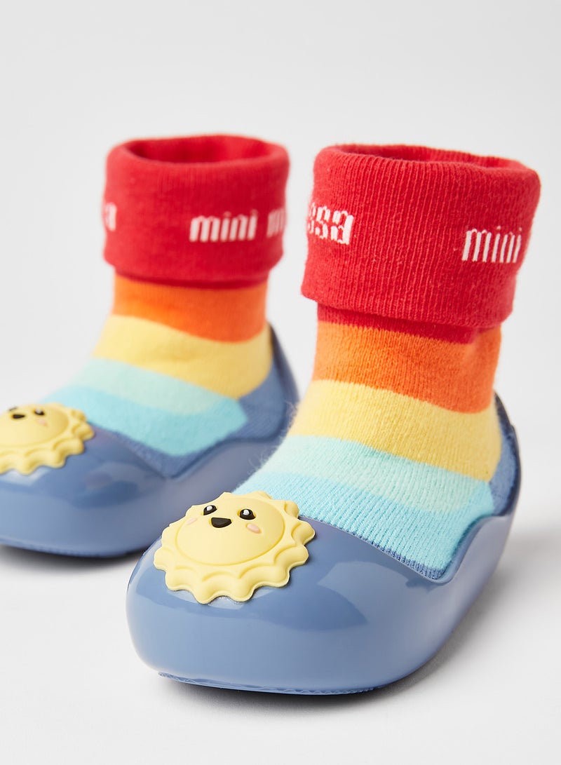 Mini Melissa - Baby Striped Sock Booties Blue/Yellow/Multicor - Image 1