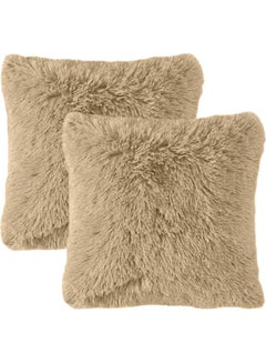 2 Pieces Soild Decorative Cushion Fur Beige 45x45cm - v1613992018/N44671470A_1