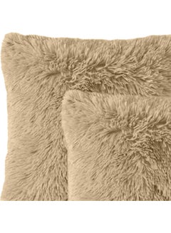 2 Pieces Soild Decorative Cushion Fur Beige 45x45cm - v1613992018/N44671470A_2