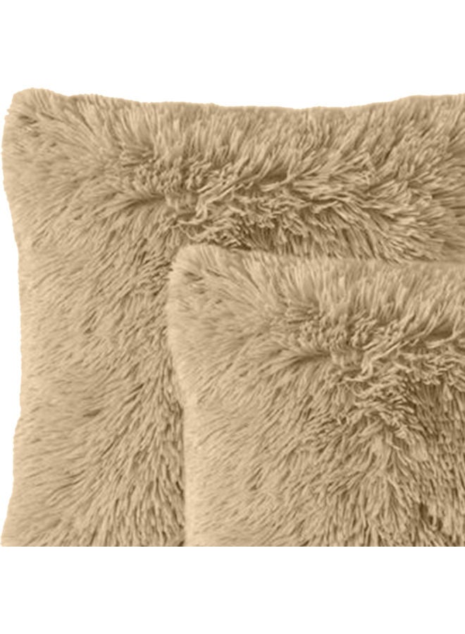 2-Piece Decorative Fur Cushion Set Beige 65x65cm - v1613992156/N44671483A_2