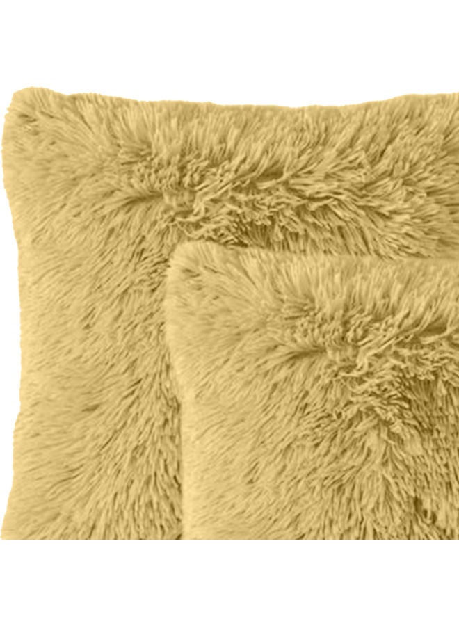 REGAL IN HOUSE 2-Piece Decorative Fur Cushion Set Camel 45x45cm  - Image 2