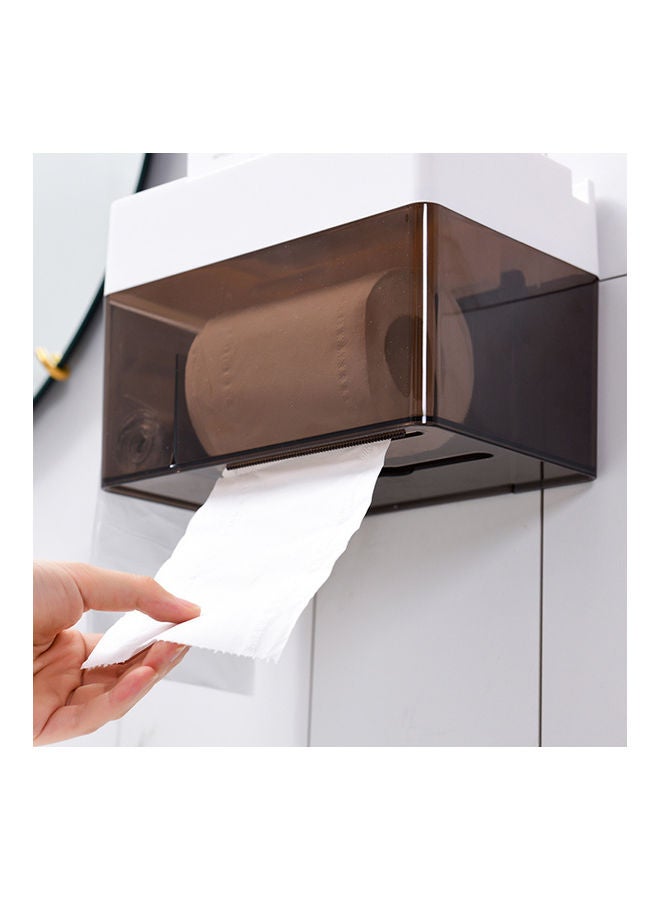 Generic Wall Mounted Toilet Paper Holder With Storage Shelf White/Brown 25x17x17.5cm  - Image 3