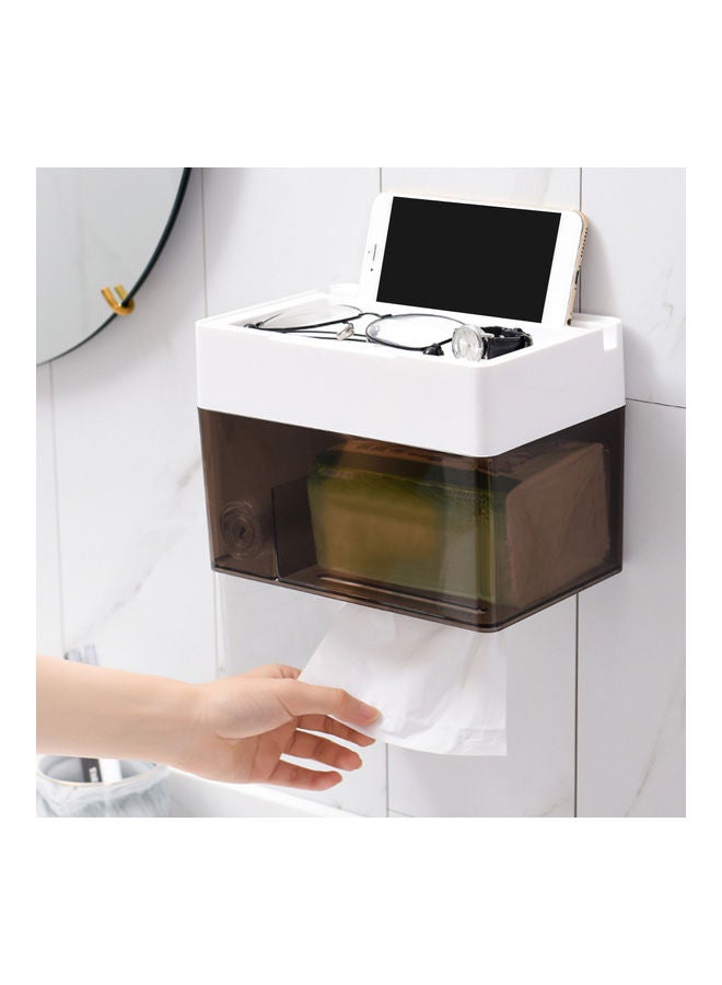 Generic Wall Mounted Toilet Paper Holder With Storage Shelf White/Brown 25x17x17.5cm  - Image 4