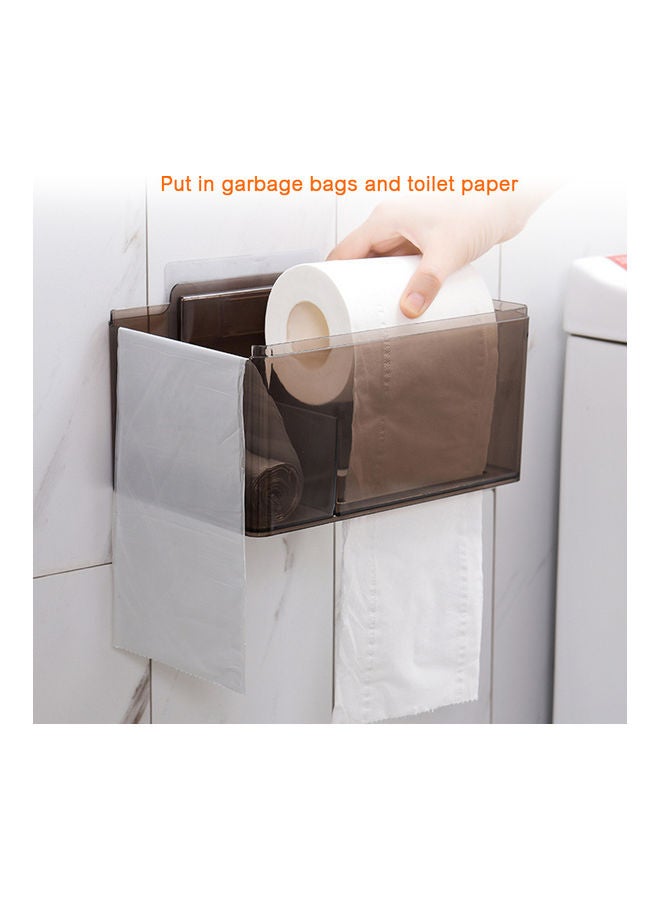 Generic Wall Mounted Toilet Paper Holder With Storage Shelf White/Brown 25x17x17.5cm  - Image 5