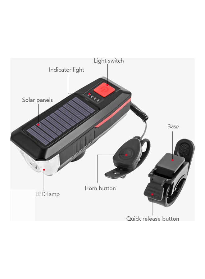 Waterproof Solar-USB Charging Bike Light Horn 11x4x3.5cm - Image 2