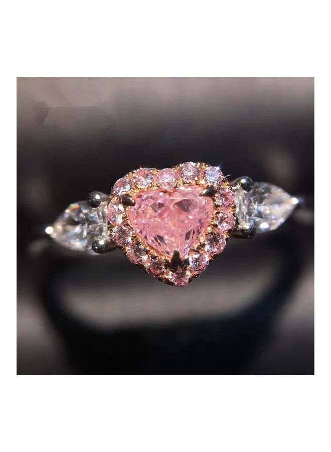 WLFF - Peach Heart Crystal Zircon Diamond Ring - Image 1