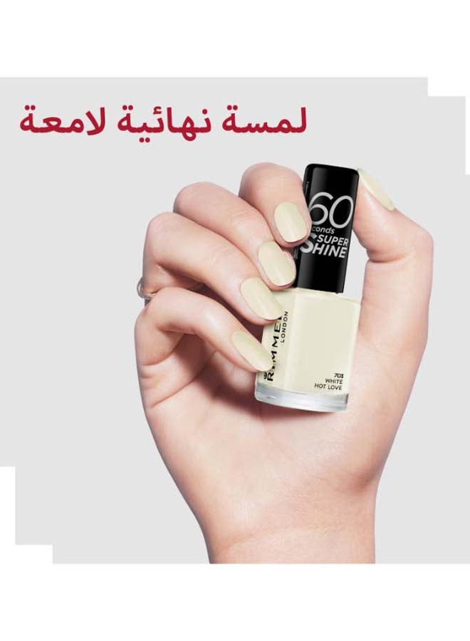 RIMMEL LONDON - 60 Seconds Super Shine Nail Polish – 703 –White Hot Love - Image 1