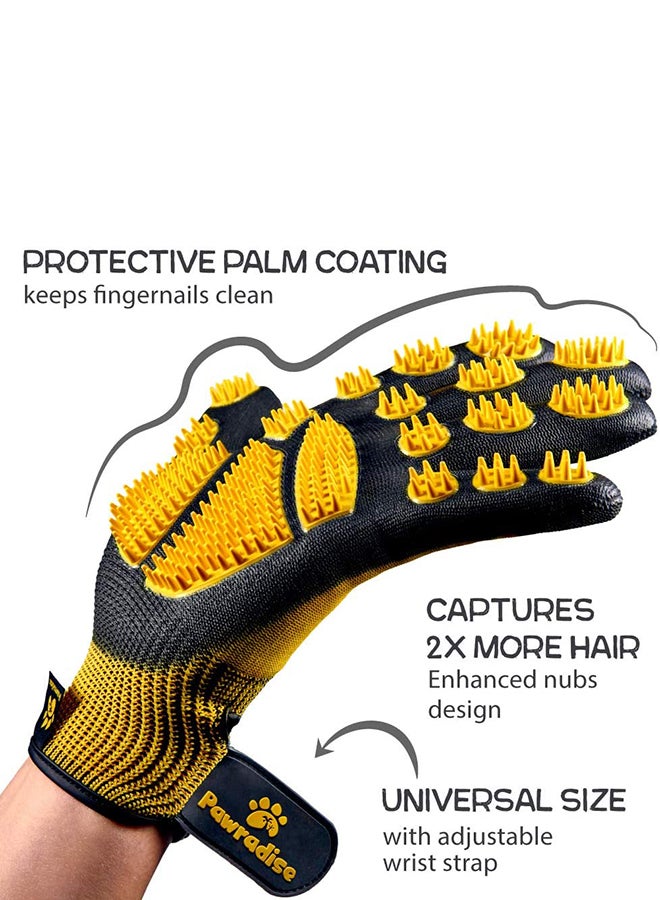 قفازات استحمام للعناية بالحيوانات الأليفة أسود/ أصفر 9بوصة - Image 2