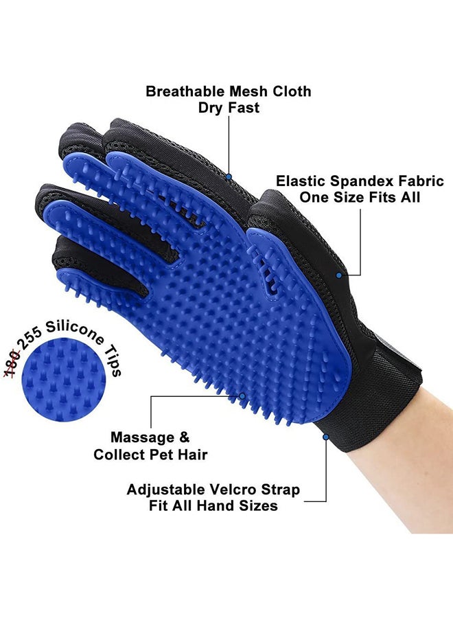 قفاز ديلومو لتمشيط الحيوانات الأليفة الأسود / الأزرق 9بوصة - Image 2