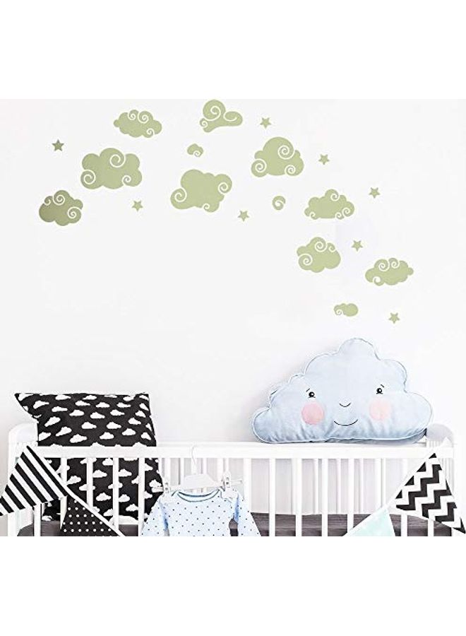 Clouds Themed Wall Sticker Set Green